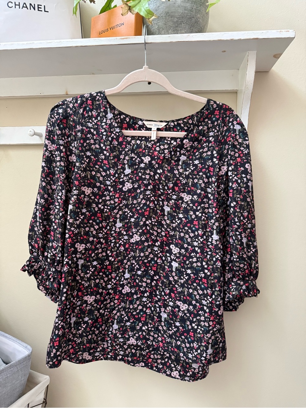 Rebecca Taylor 100% Silk Floral Multi Color Blouse Size 8 Medium ✨Retail $285